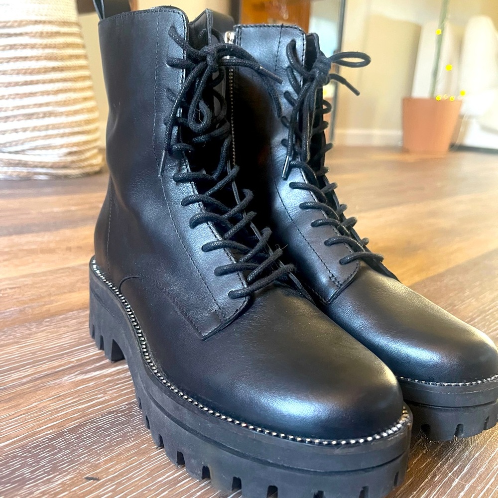 Prym Rhinestone Trim Leather Platform Booties
